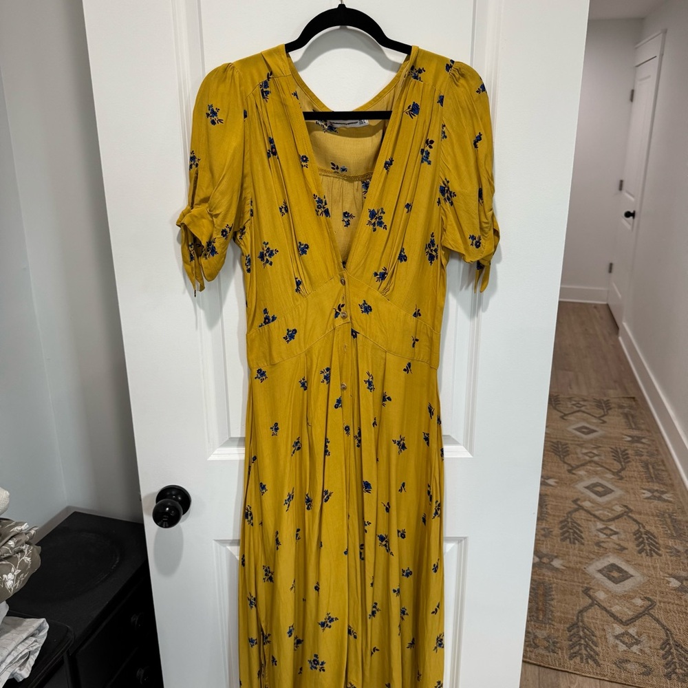 Faithfull the Brand Mustard Floral Maxi Dress